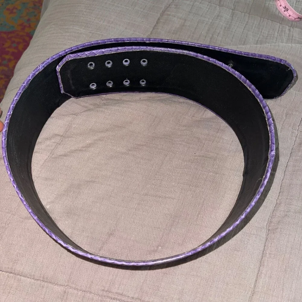 Vintage Womens Belt Size Large Purple Snake Skin Statement